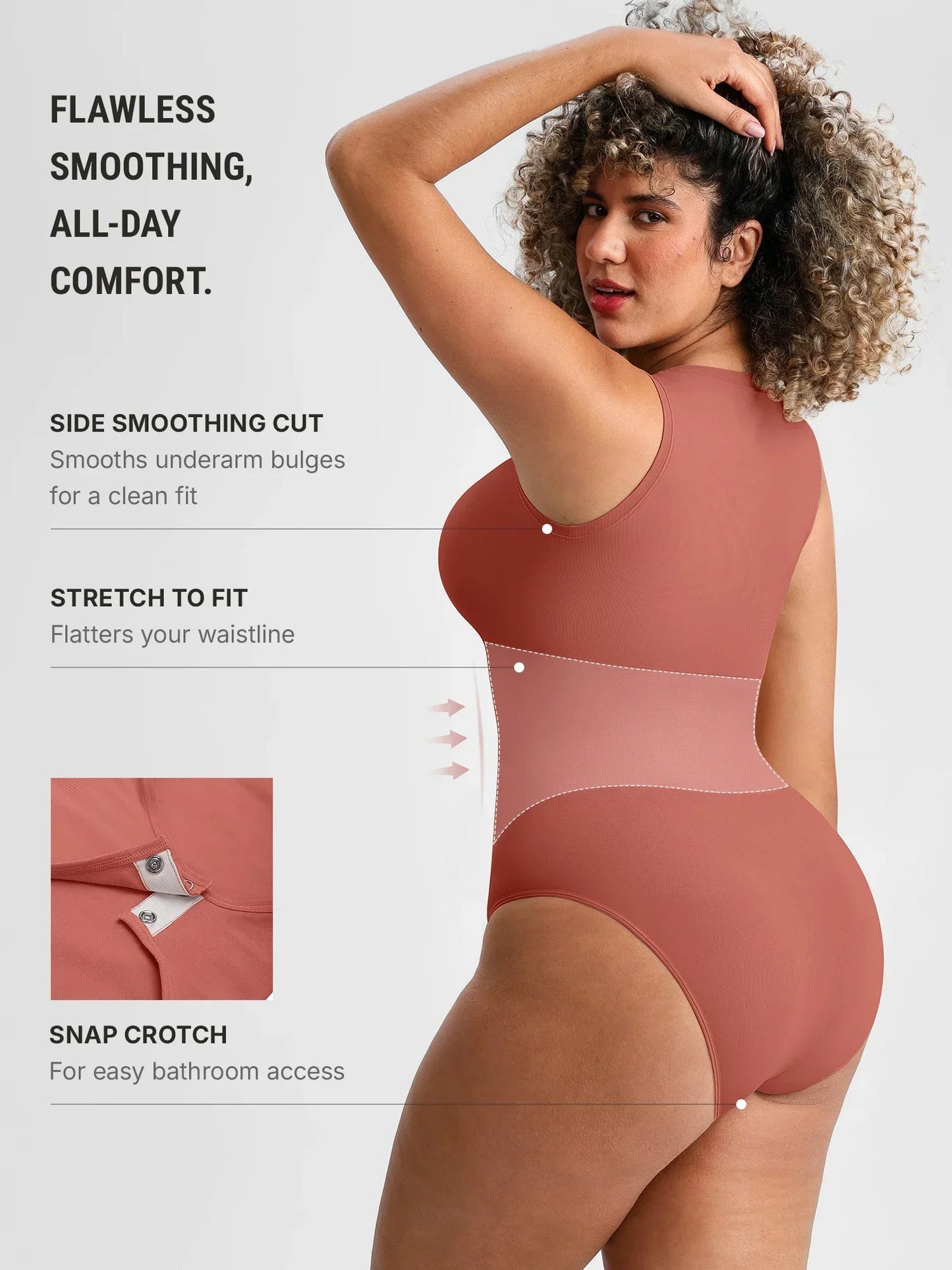 🏆LUCKYSONG® Body de uso diario sin costuras con escote redondo y textura suave.
