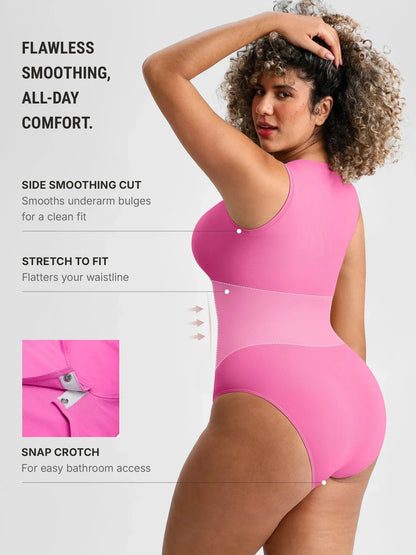 🏆LUCKYSONG® Body de uso diario sin costuras con escote redondo y textura suave.