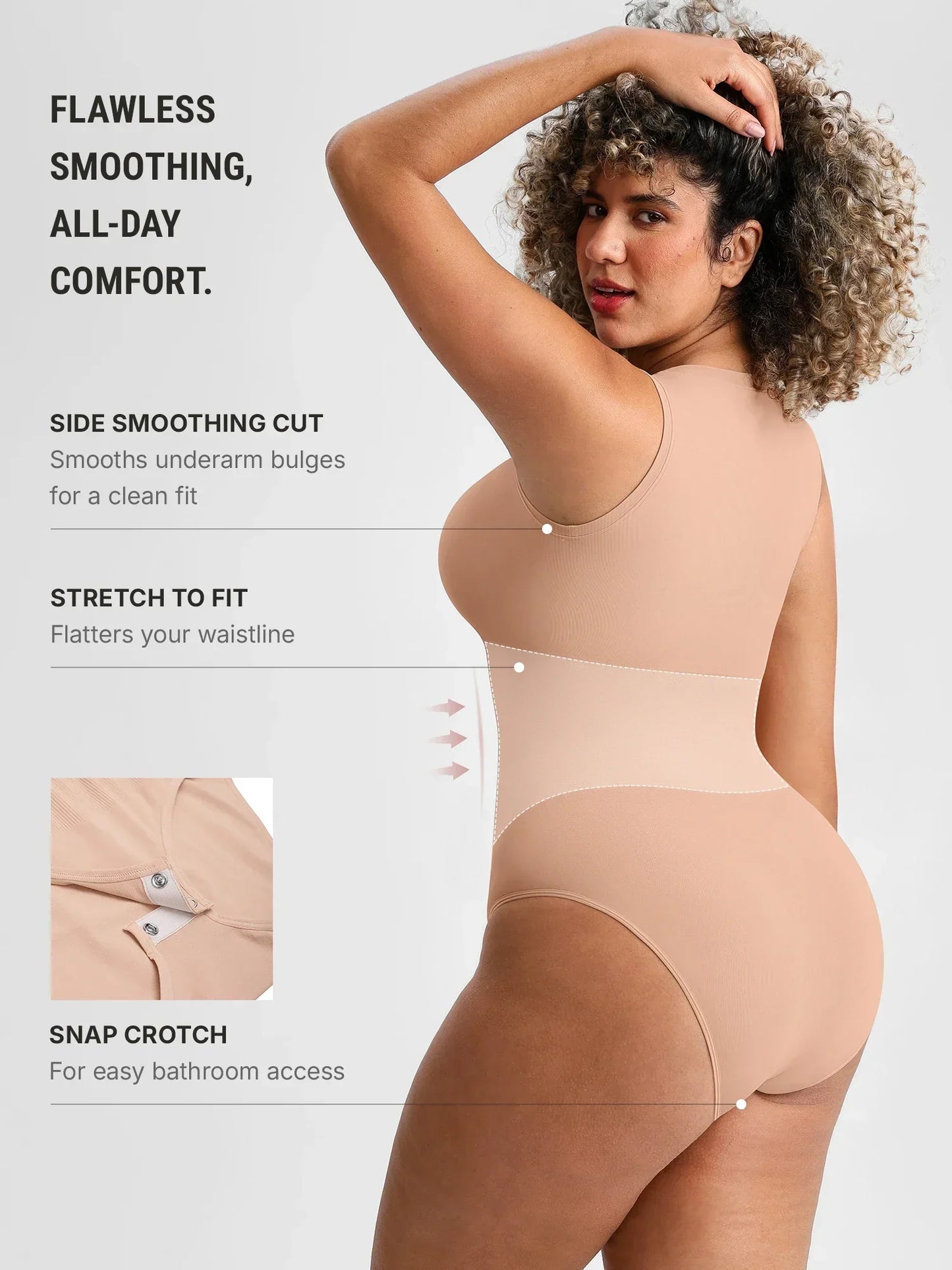 🏆LUCKYSONG® Body de uso diario sin costuras con escote redondo y textura suave.