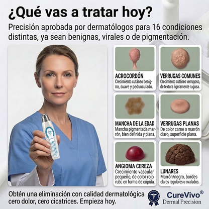 CureVivo® | Tecnología de cuidado de la piel inspirada en dermatología | 🌿🌿Solución de cuidado para acrocordones y manchas en 7 días | 🖊️ Pluma avanzada con aplicador de precisión — Aplicación suave y piel con apariencia más uniforme