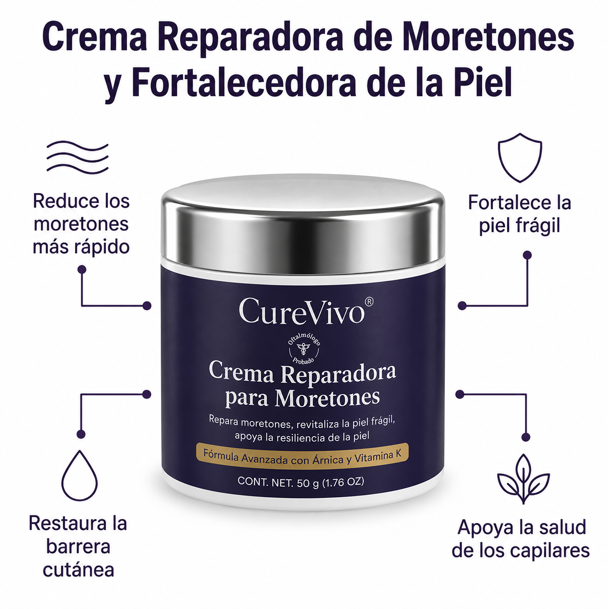 💥¡Más de 100,000 vendidos!💕- CureVivo® Crema Reparadora de Moretones y Fortalecedora de la Piel