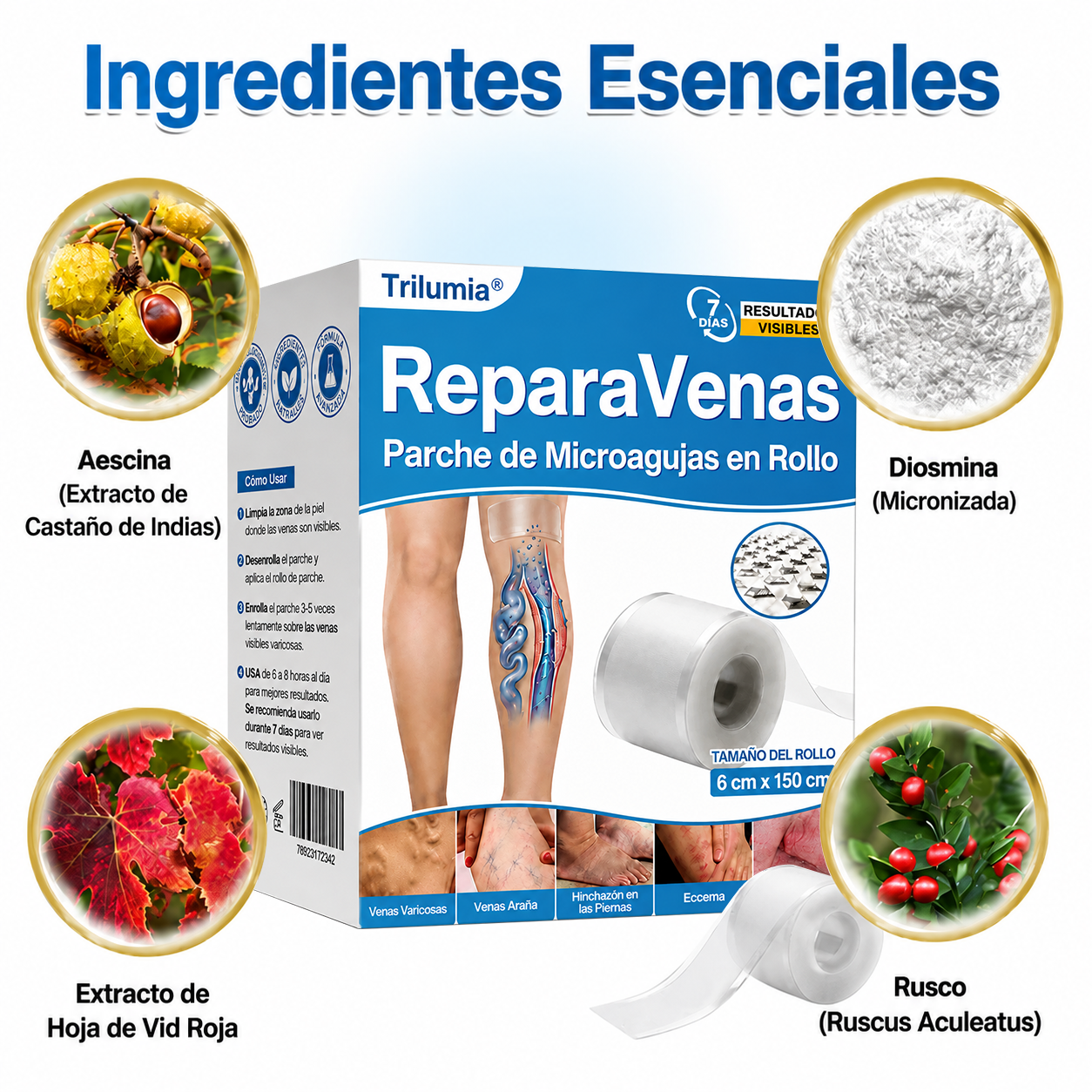 🇲🇽🏆Rollo de parches con microagujas Trilumia® VeinRepair ⚡ Alivio inmediato, resultados a largo plazo