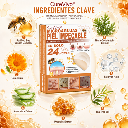 🍯Tienda oficial insignia | CureVivo® 🐝 Parche de microagujas con veneno de abeja (para verrugas, manchas de la edad e imperfecciones)💕
