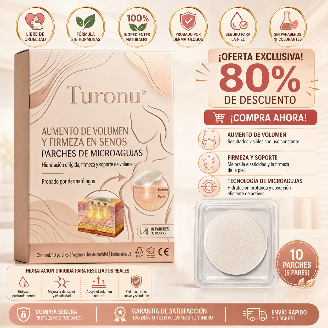 ☀️Turonu® 💥Parche avanzado de nanomicroagujas para el aumento selectivo del pecho💥💥💥