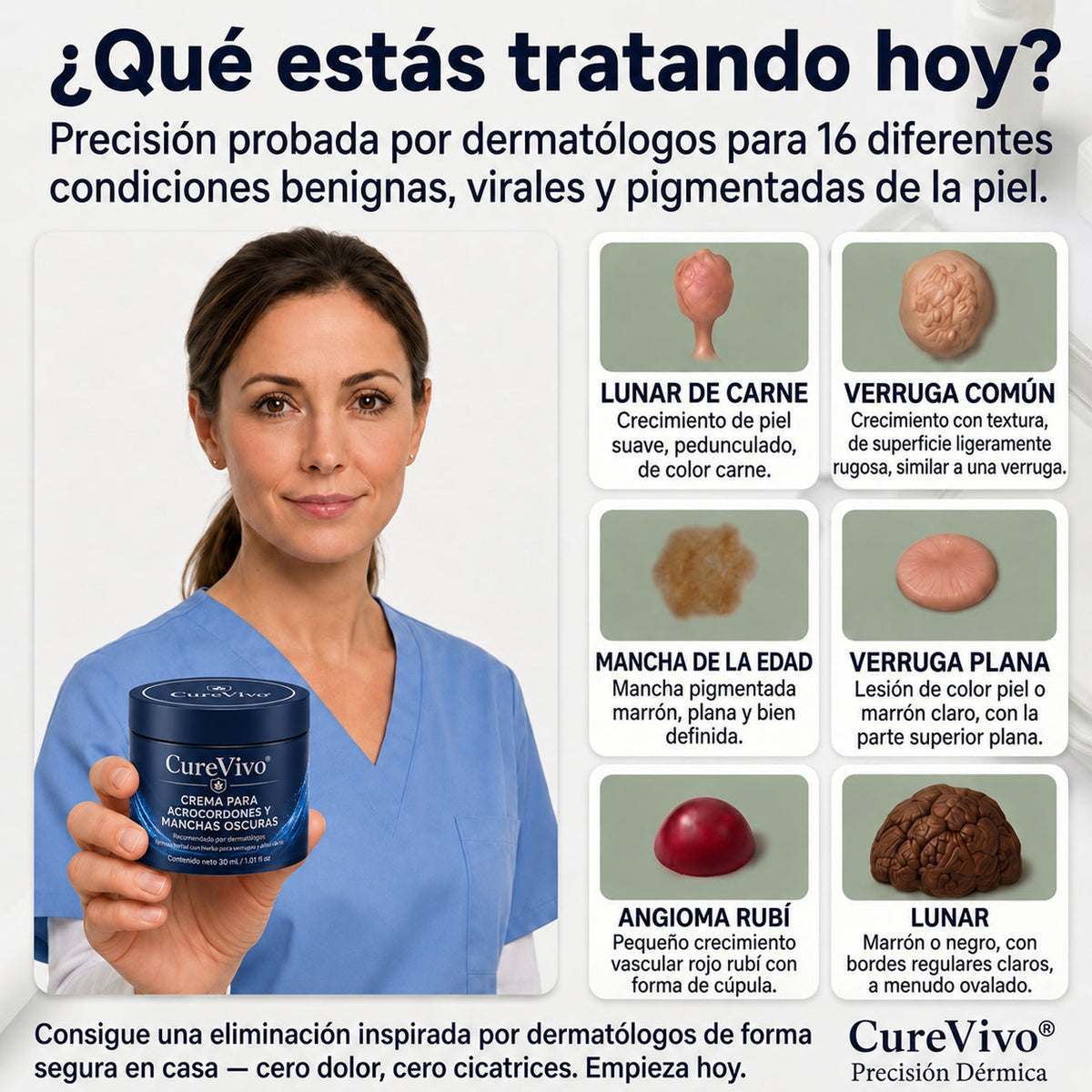 🏆CureVivo® Crema Eliminadora de Etiquetas y Manchas Cutáneas 7 Días (Fórmula Indolora – Sin Cicatrices)🤗