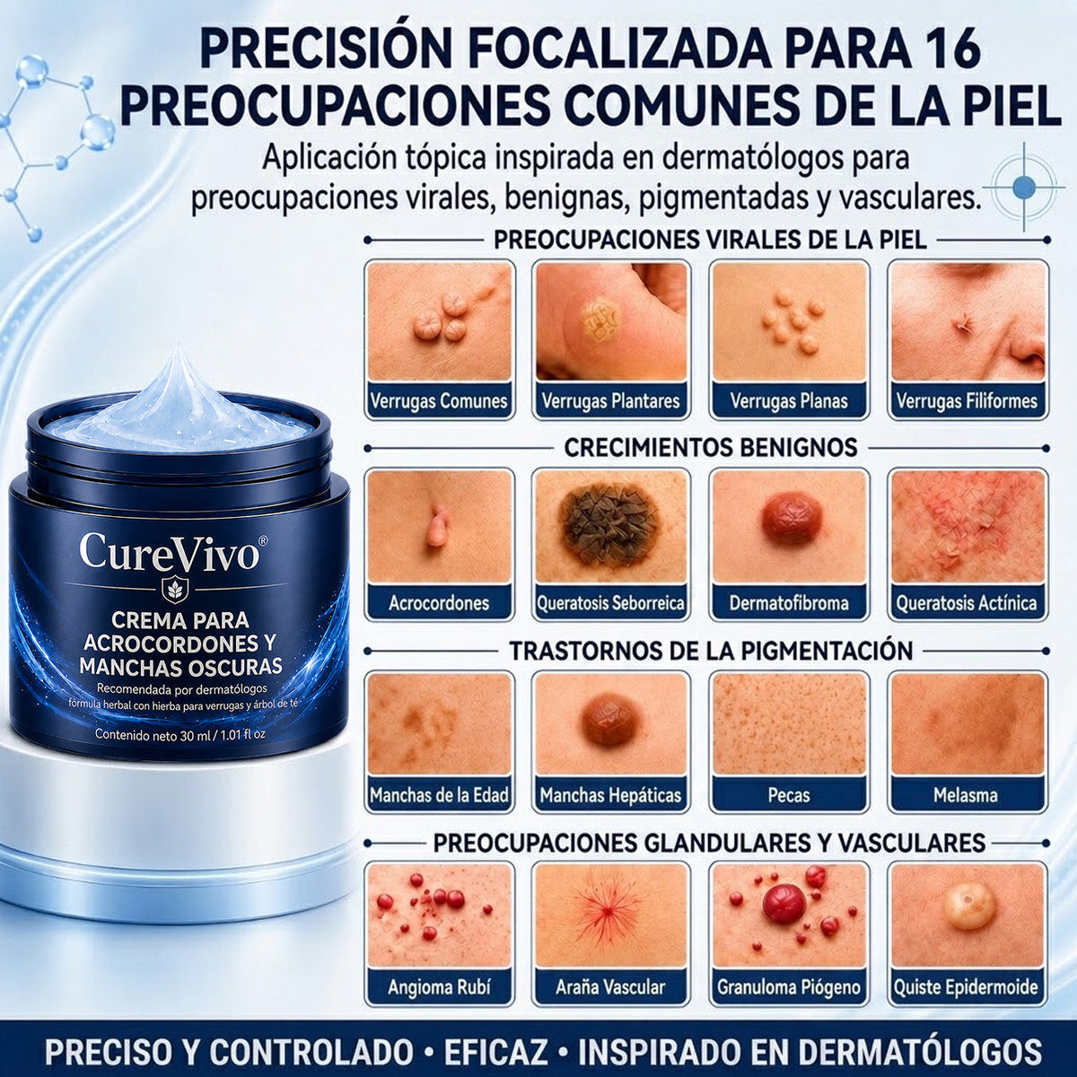 🏆CureVivo® Crema Eliminadora de Etiquetas y Manchas Cutáneas 7 Días (Fórmula Indolora – Sin Cicatrices)🤗