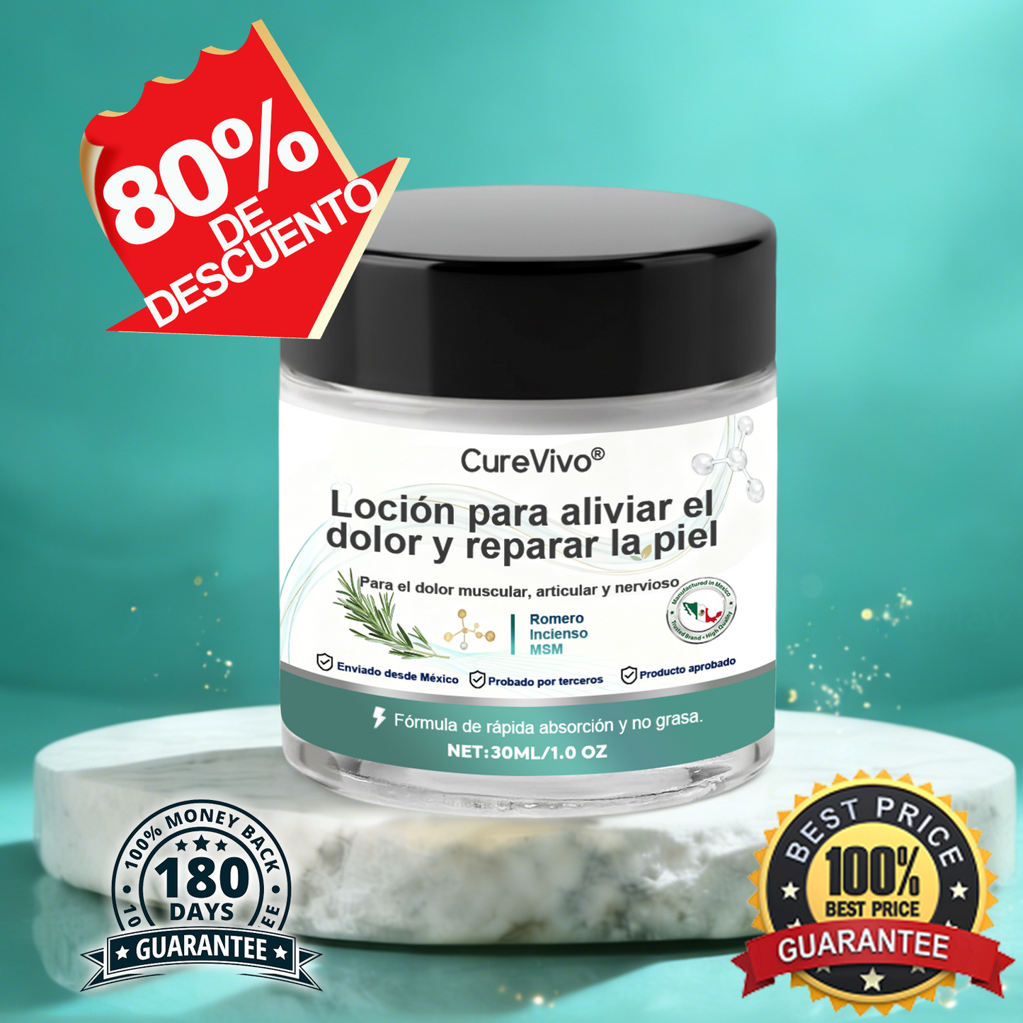 CureVivo® 🩺Loción analgésica y reparadora👩‍⚕️Para dolores musculares, articulares y nerviosos