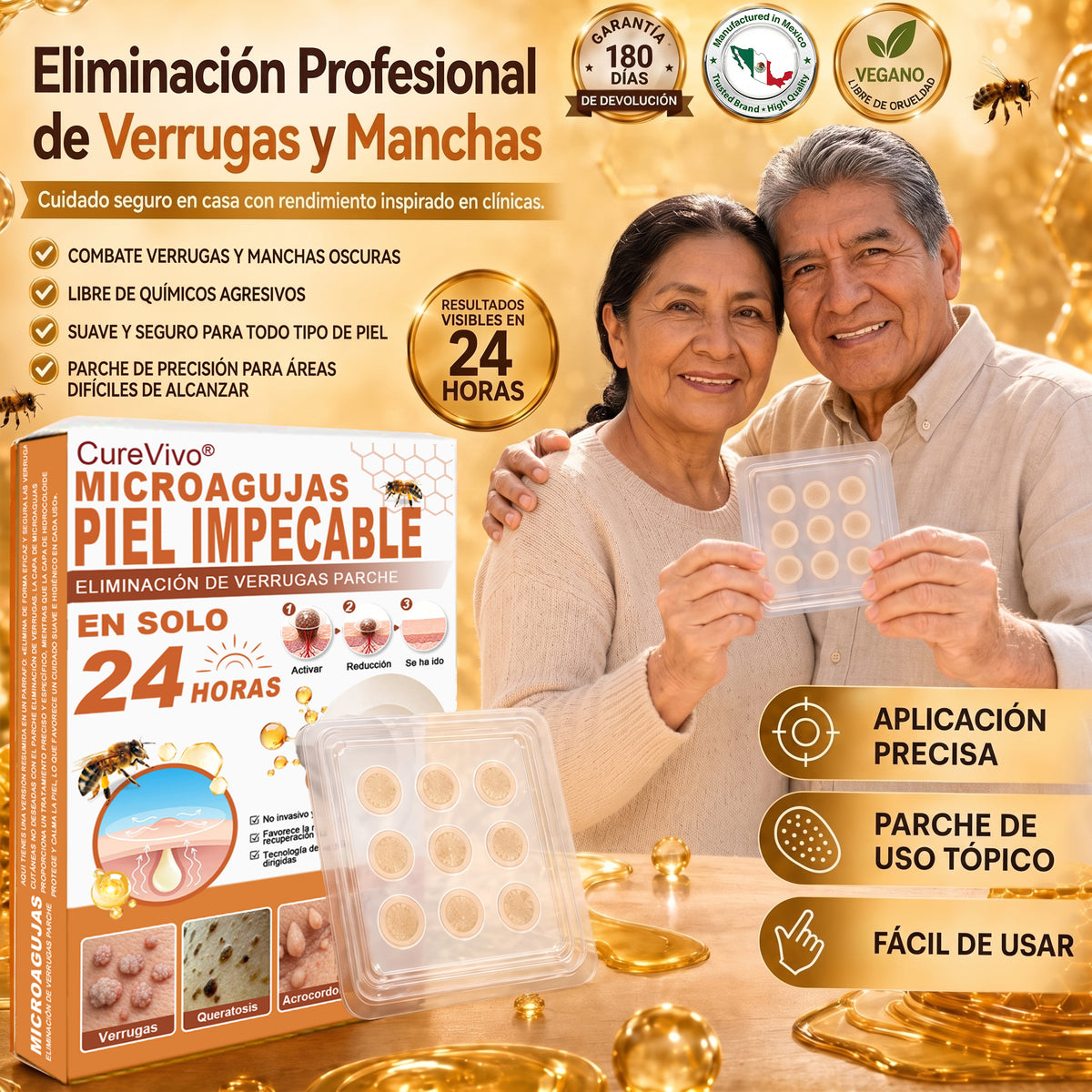🍯Tienda oficial insignia | CureVivo® 🐝 Parche de microagujas con veneno de abeja (para verrugas, manchas de la edad e imperfecciones)💕