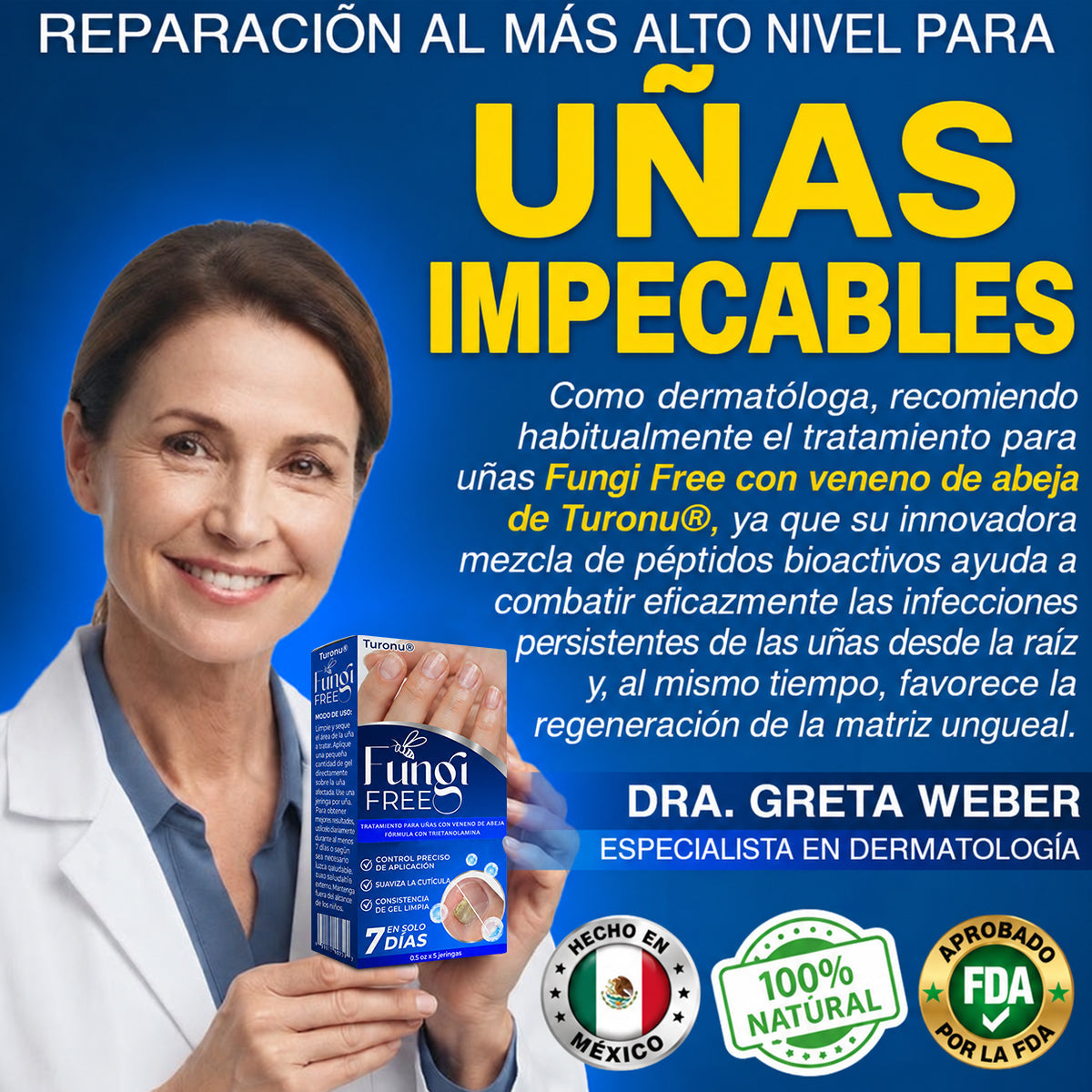 🇲🇽 Turonu® FungiFree 🐝 Cuidado Intensivo para Hongos, Uñas Amarillas, Gruesas y Quebradizas ✨