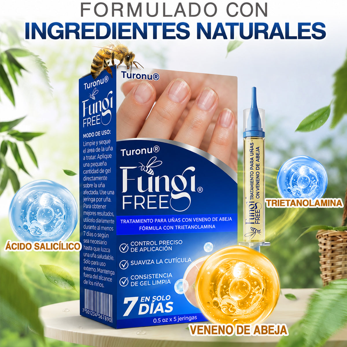 🇲🇽 Turonu® FungiFree 🐝 Cuidado Intensivo para Hongos, Uñas Amarillas, Gruesas y Quebradizas ✨