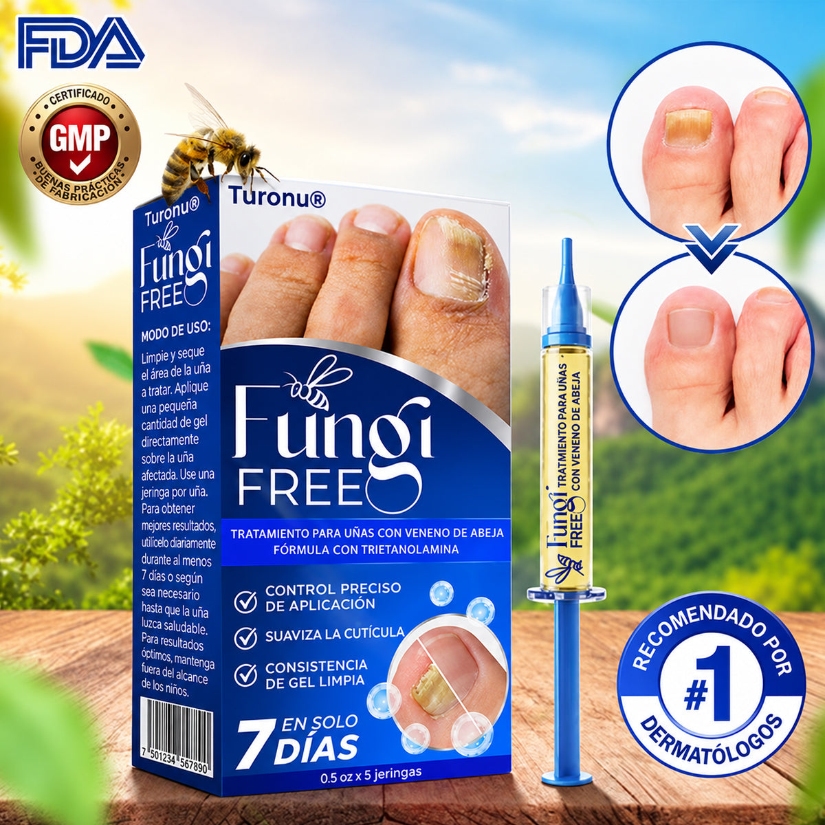 🇲🇽 Turonu® FungiFree 🐝 Cuidado Intensivo para Hongos, Uñas Amarillas, Gruesas y Quebradizas ✨