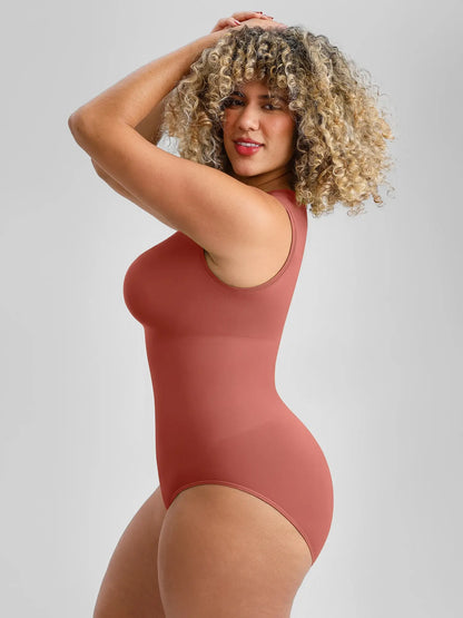 🏆LUCKYSONG® Body de uso diario sin costuras con escote redondo y textura suave.