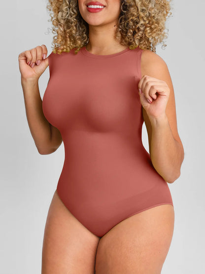 🏆LUCKYSONG® Body de uso diario sin costuras con escote redondo y textura suave.