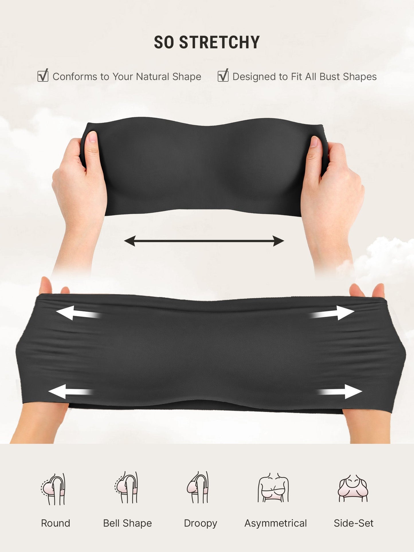 🏆LUCKYSONG® Sujetador bandeau sin tirantes ultrasuave
