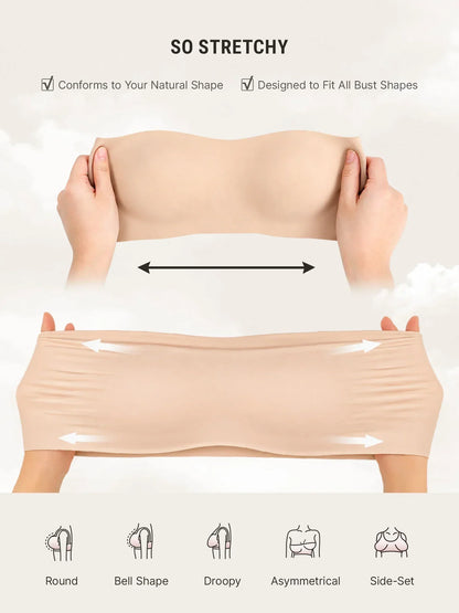 🏆LUCKYSONG® Sujetador bandeau sin tirantes ultrasuave